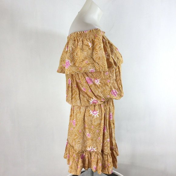 Beachgold Dress Bali Floral Tiered Ruffle Marigold - Picture 5 of 11